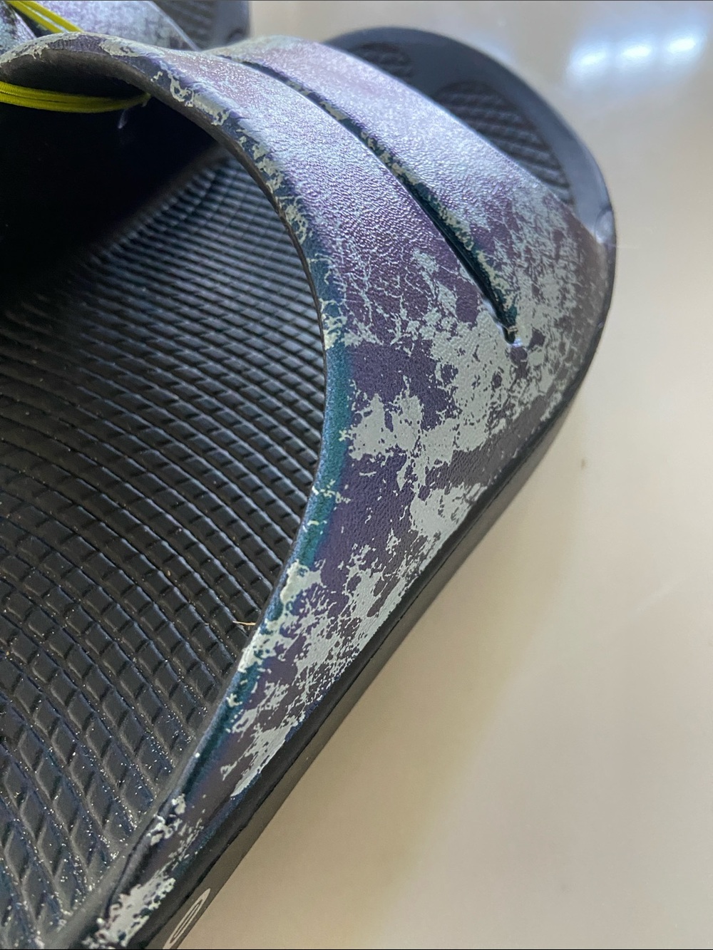Women's Black Slides with blue Marble - Casual Comfort - Picture 8 of 15